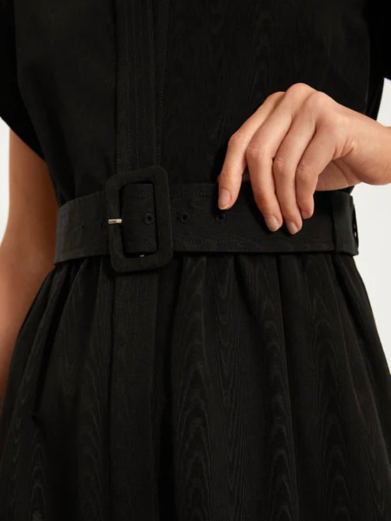 Tuckernuck Black Collared Belted Midi Dress XXXL NWT - Picture 4 of 5